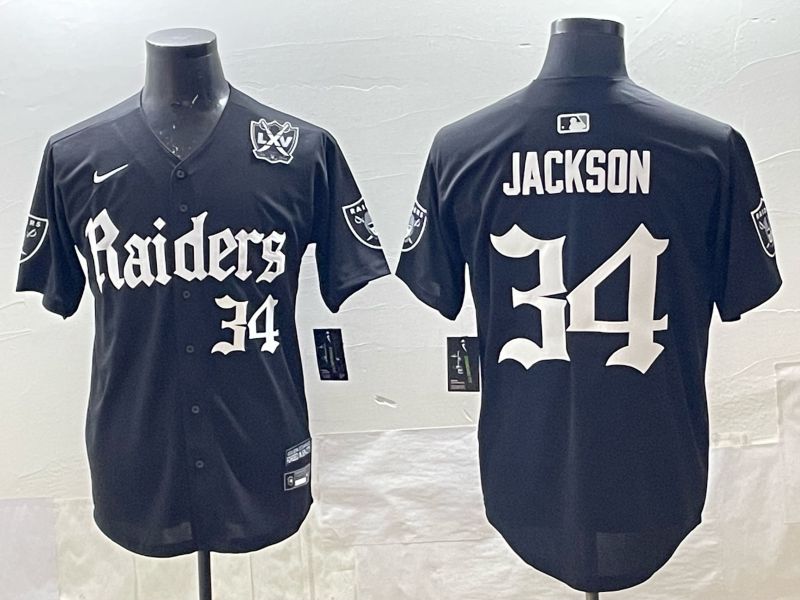 Men 2025 Oakland Raiders #34 Jackson black 6th generation Joint Name Nike Limited NFL Jersey style 07